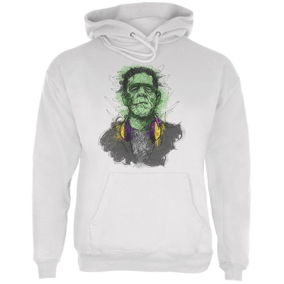 Halloween Frankenstein Raver Horror Movie Monster Mens Hoodie White LG