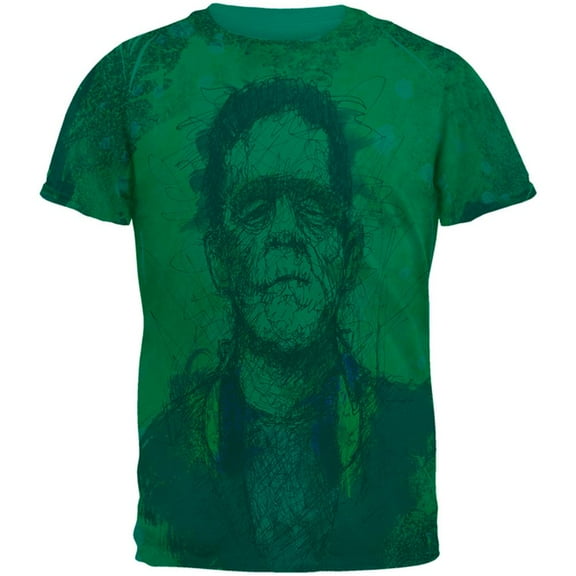 Halloween Frankenstein Raver Horror Movie Monster Mens T Shirt Jade Dome LG