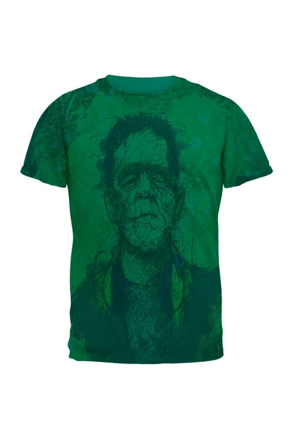 Halloween Frankenstein Raver Horror Movie Monster Mens T Shirt Jade Dome SM