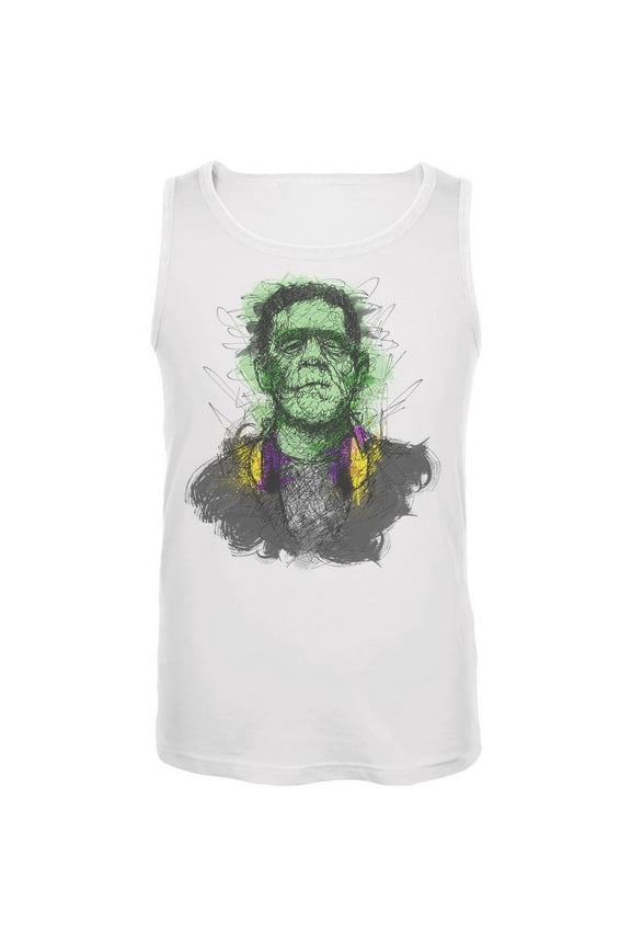 Halloween Frankenstein Raver Horror Movie Monster Mens Tank Top White MD