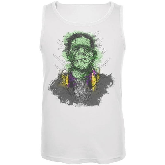 Halloween Frankenstein Raver Horror Movie Monster Mens Tank Top White SM