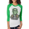 thumbnail image 1 of Halloween Frankenstein Raver Horror Movie Monster Unisex Raglan T Shirt Irish Green 2XL, 1 of 1