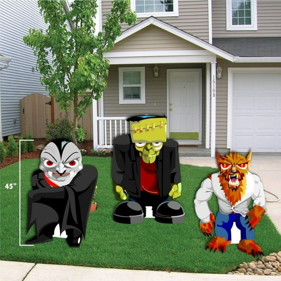 Halloween Frankenstein, Werewolf, and Dracula Yard Card with easels