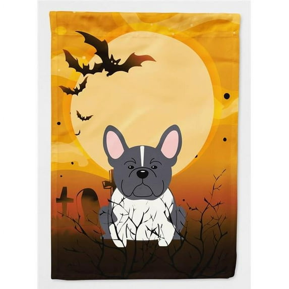 Halloween French Bulldog Black & White Flag Canvas House Size