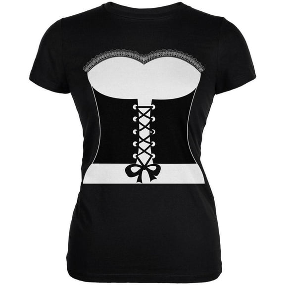 Halloween French Maid Costume Juniors Soft T Shirt Black LG