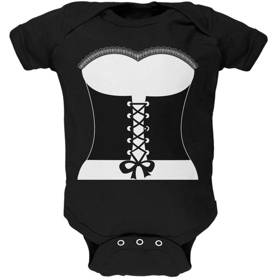 Halloween French Maid Costume Soft Baby One Piece Black 24 Month