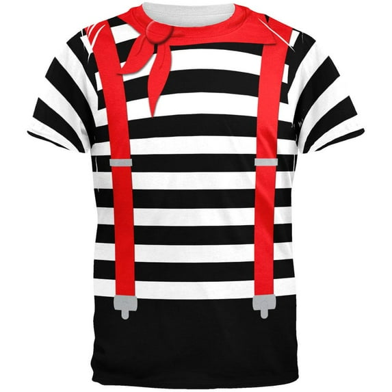 Halloween French Mime Costume All Over Adult T-Shirt - Medium
