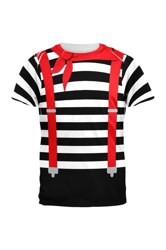 Halloween French Mime Costume All Over Adult T-Shirt - Small