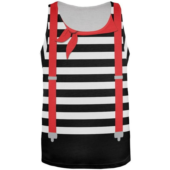 Halloween French Mime Costume All Over Adult Tank Top - Small