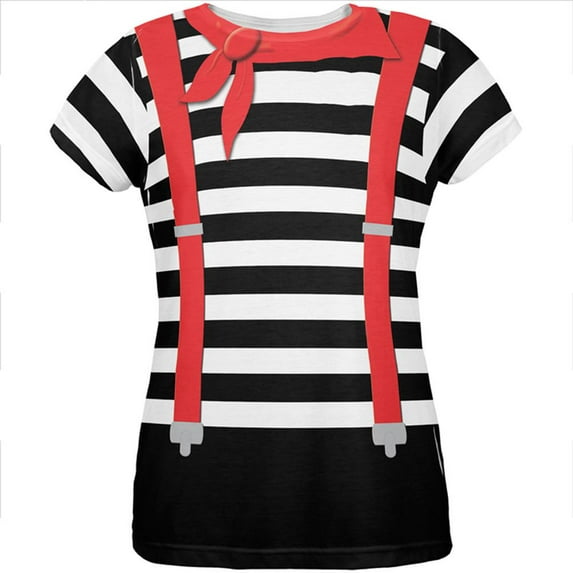 Halloween French Mime Costume All Over Womens T Shirt Multi MD