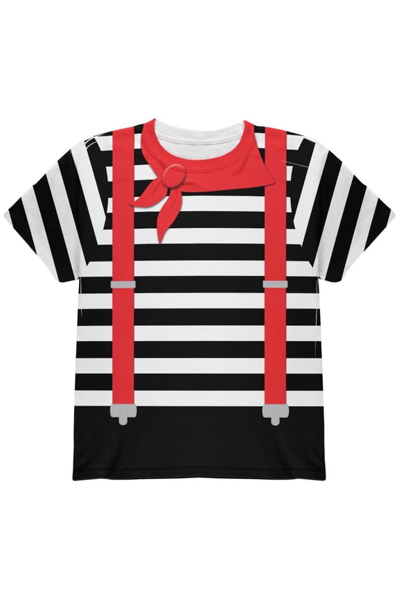 Halloween French Mime Costume All Over Youth T Shirt