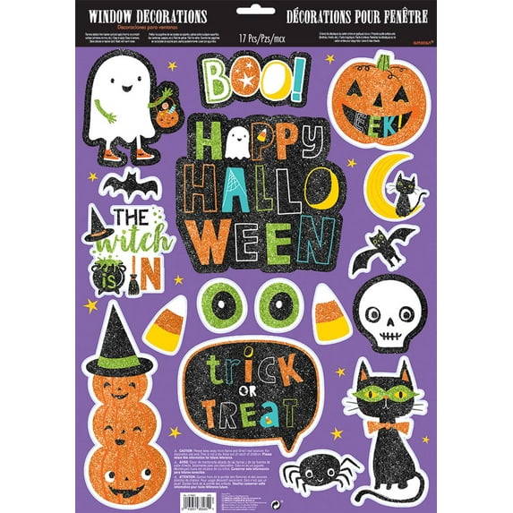 Halloween Friends Halloween Vinyl Glitter Window Cling Decorations