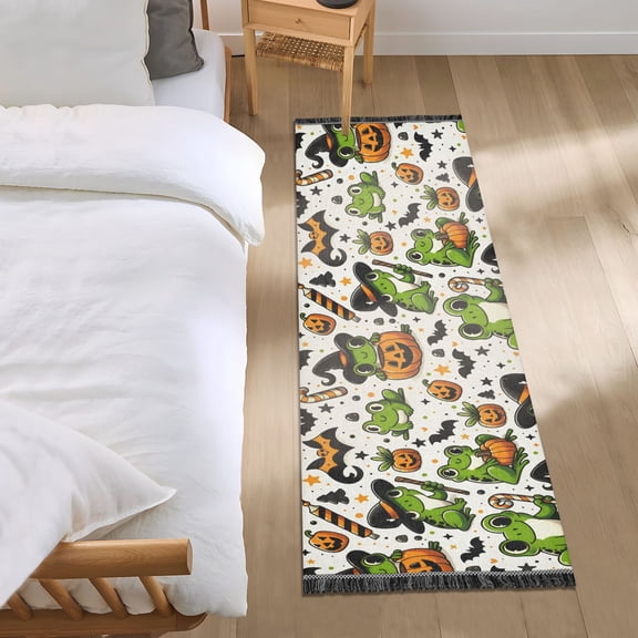 Halloween Frogs Pumpkin Candy Runner Area Rug 2x6 Soft Non-Slip Washable Bedside Carpet for Hallway Bedroom Living Room Home Decor