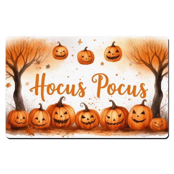 Halloween Front Door Mat,A group of pumpkins with the words Hocus Pocus,Washable Doormat,20"x32",Kitchen Floor Decor