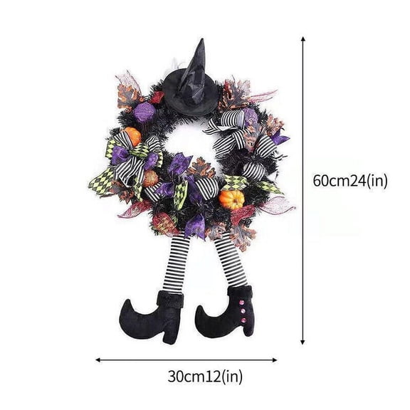 Halloween Front Door Wreath Witch Legs Halloween Scary Ornament Door Hanging Haunted House Props