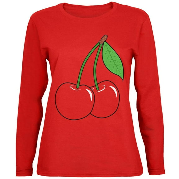 Halloween Fruit Cherry Costume Womens Long Sleeve T Shirt Red LG