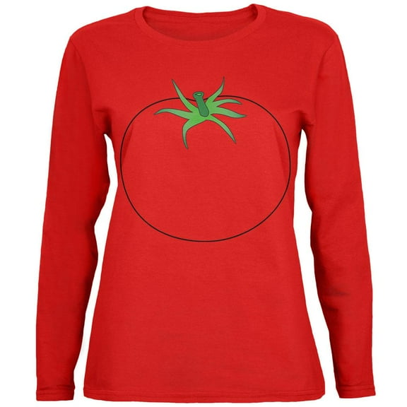 Halloween Fruit Vegetable Tomato Costume Womens Long Sleeve T Shirt Red LG