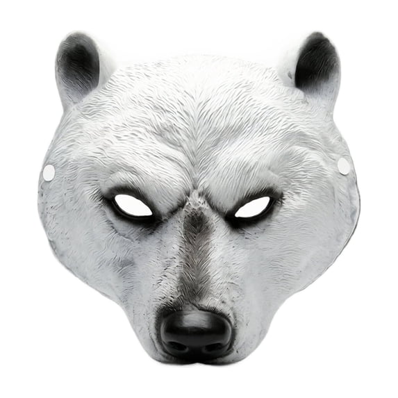Halloween Full Face Animal Mask, White Masquerade Mask, Scary Halloween Mask, Mask for Masquerade Party, 10X9 Inch Polar Bear Accessory for Halloween Themed Gatherings