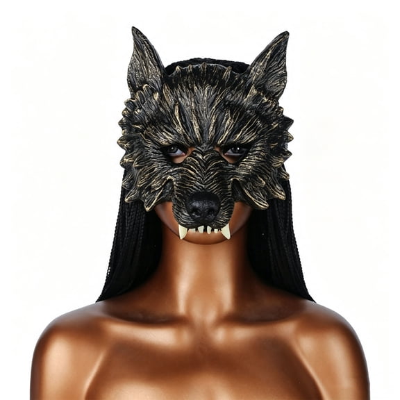 Halloween Full Face Wolf Head Mask,LARP Realistic Scary Werewolf Mask