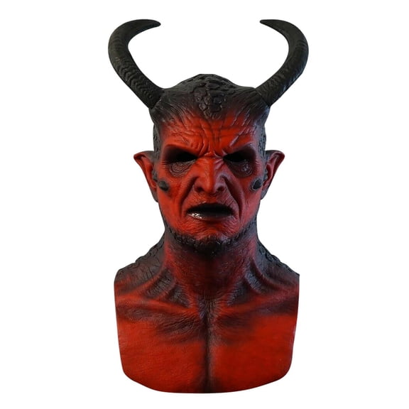 Halloween Full Head Mask Latex Horror Horned Mask for Haunted House Spooky Party Accessory