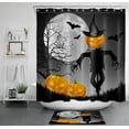Halloween Full Moon Orange Pumpkin Castle Shower Curtain for Bathroom