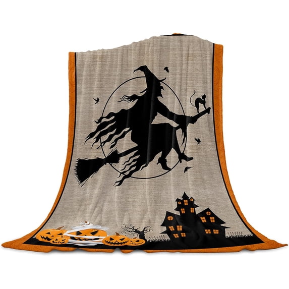 Halloween Fun Throw Blankets, Haunted House Witches Cat Pumpkins Soft Fleece Blanket Decorative for Home Sofa Couch Chair Living Bedroom,60x80 inches, Scary Movie Nights