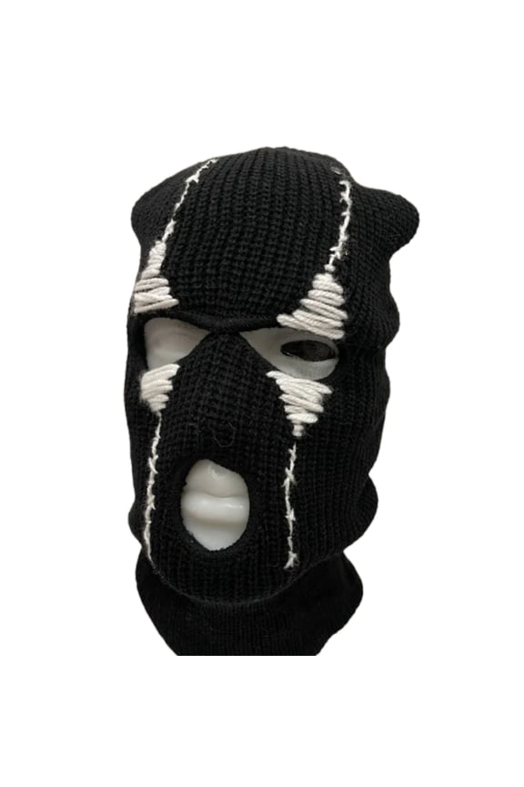 Halloween Funny Face Mask Distressed Party Hat Scary Hooded Knitted Hat Beanies