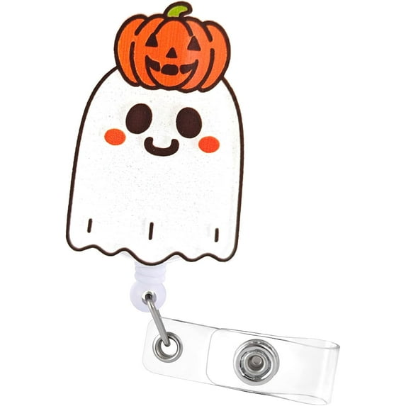 Halloween Funny Ghost Badge Reel, Nurse Badge Reels, ID Badge Holder, Interchangeable ID Badge Reel, Nurse, Retractable Badge