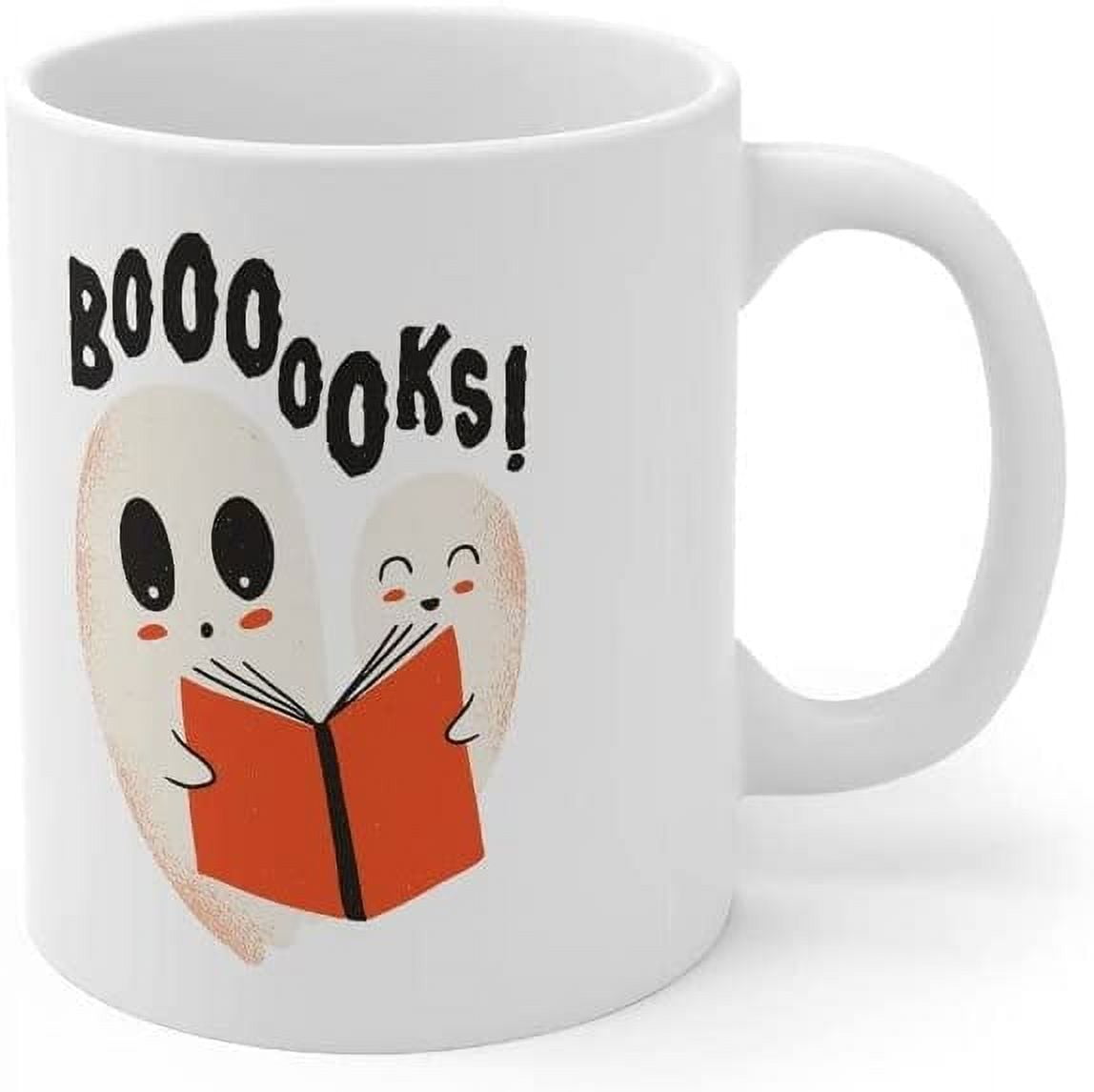 Halloween Funny Ghost Coffee Mug, Boo Boooks Mug, Ghost Cup, Pumpkin ...