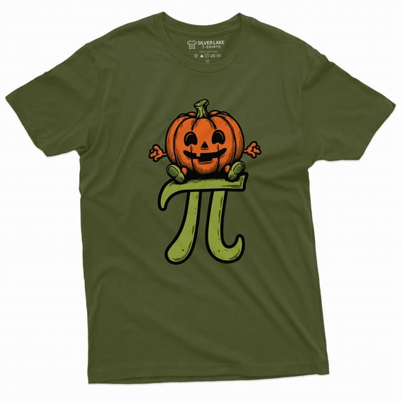 Halloween Funny Pumpkin T-shirt Pi Pie funny Halloween costume Tee shirt (3X-Large Military Green)