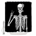 thumbnail image 1 of Halloween Funny Skull Skeleton Victory Rose Shower Curtain Set ，Waterproof Fabric Shower Curtains Shower Curtains for Bathroom,Bathroom Decor 36"x72", 1 of 6