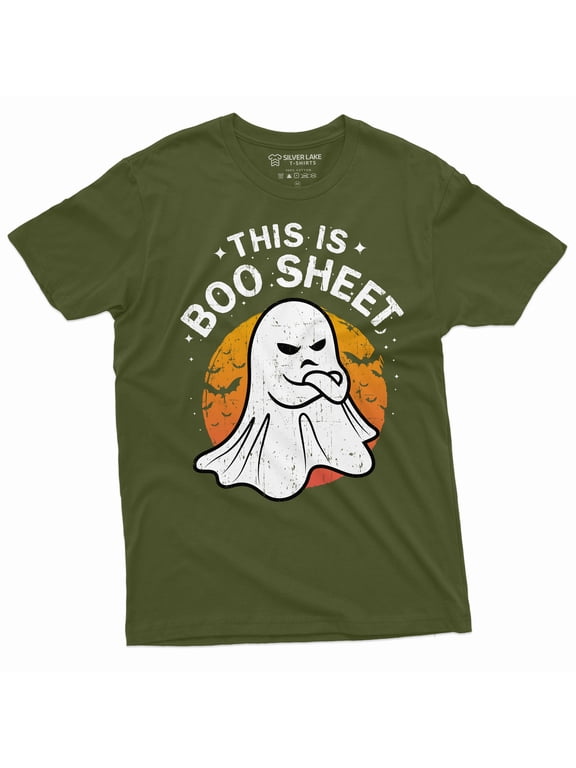 Halloween Funny This Is Boo Sheet T-Shirt Costume Womens Mens Unisex Tee (4X-Large Military Green)
