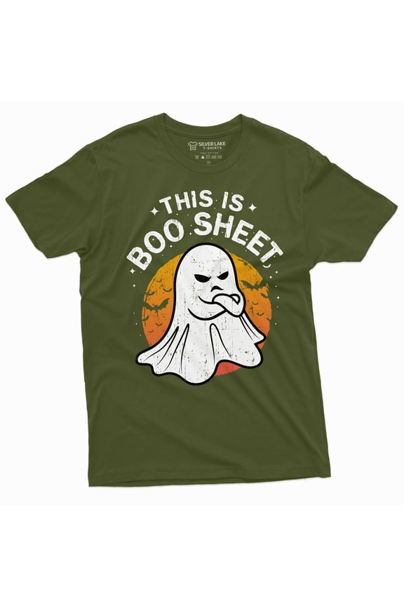 Halloween Funny This Is Boo Sheet T-Shirt Costume Womens Mens Unisex Tee (4X-Large Military Green)