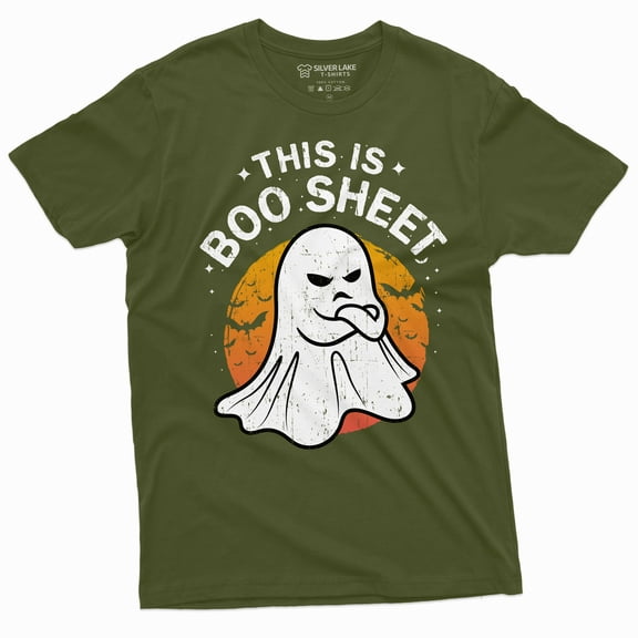 Halloween Funny This Is Boo Sheet T-Shirt Costume Womens Mens Unisex Tee (Large Military Green)