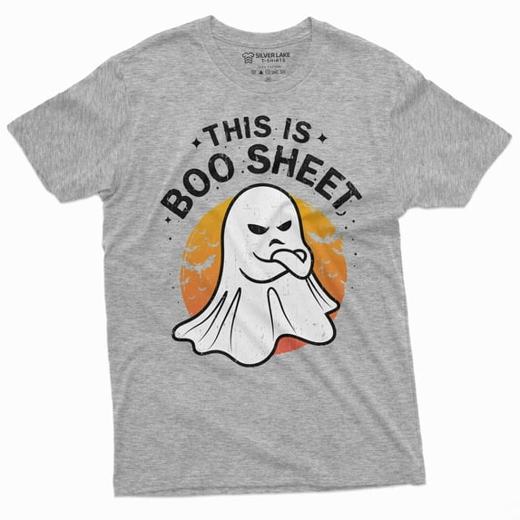 Halloween Funny This Is Boo Sheet T-Shirt Costume Womens Mens Unisex Tee (Medium Grey)