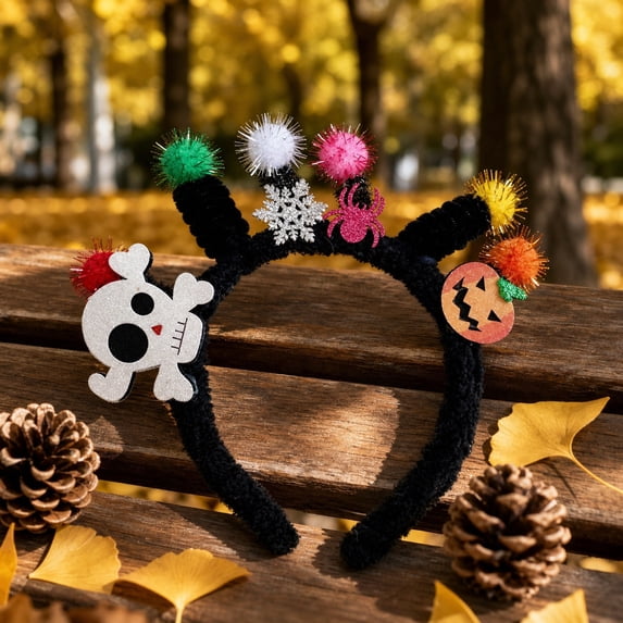 Halloween Furry Headband Costume Hair Accessory Plush Headband Halloween Party Headpiece for Cosplay Dress Up Photo Booth Themed Event Holiday Celebration Decoration