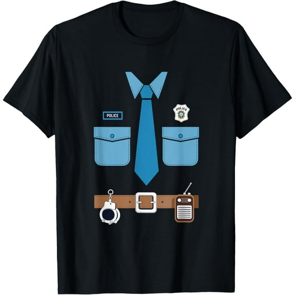 Halloween Future Police Officer Costume for Kids Cop Uniform T-Shirt