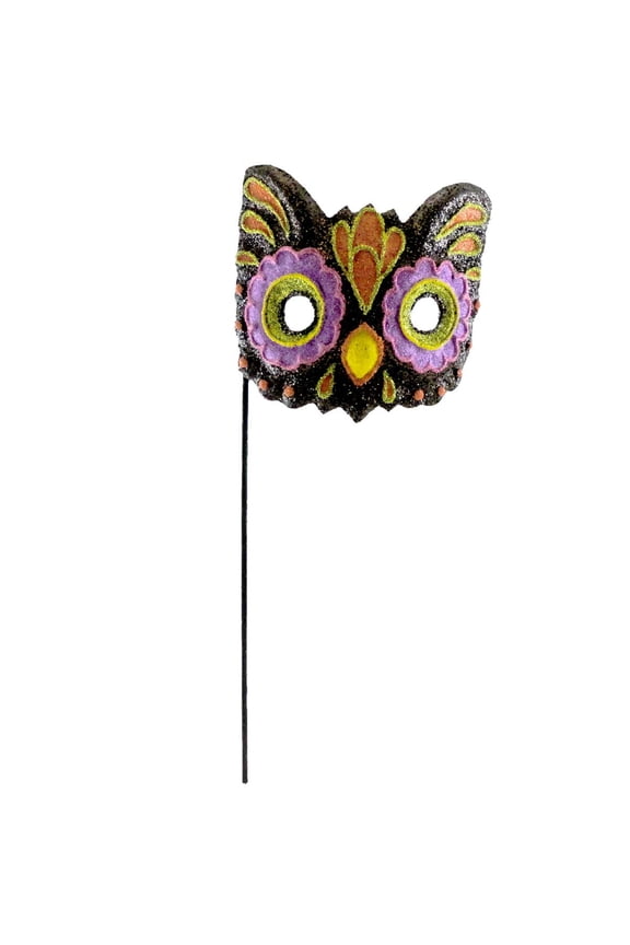 Halloween GLITTERED MASK Paper Mache Cat Bird HC322029 OWL