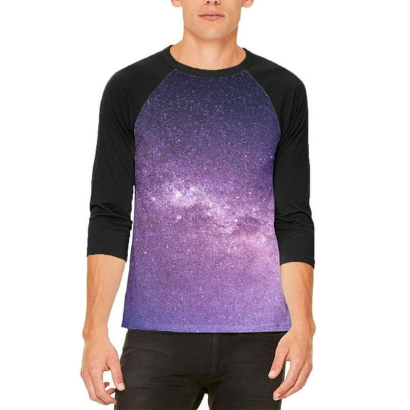 Halloween Galaxy Space Stars Mens Raglan T Shirt White-Black SM