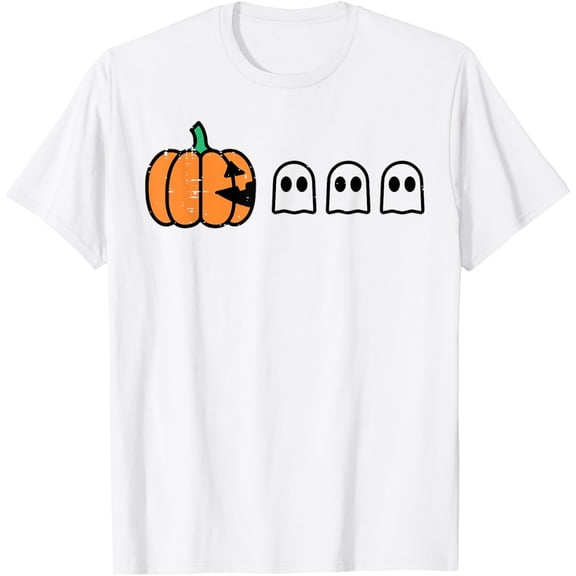 Halloween Gamer Pumpkin Eating Ghost Costume Premium T-Shirt, Full Sizes S-5XL