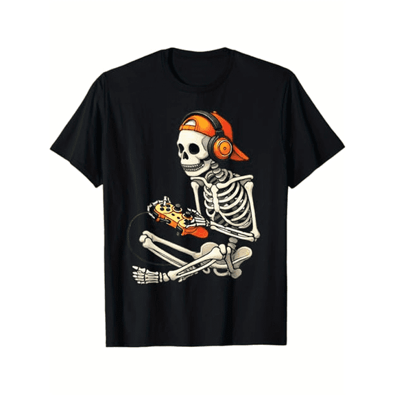 Halloween Gamer Video Gaming Boys Men Boys Girls Tees T-Shirt, 100% Cotton, Gifts for Men Dad Husband Grandpa, S to XXXL, Black