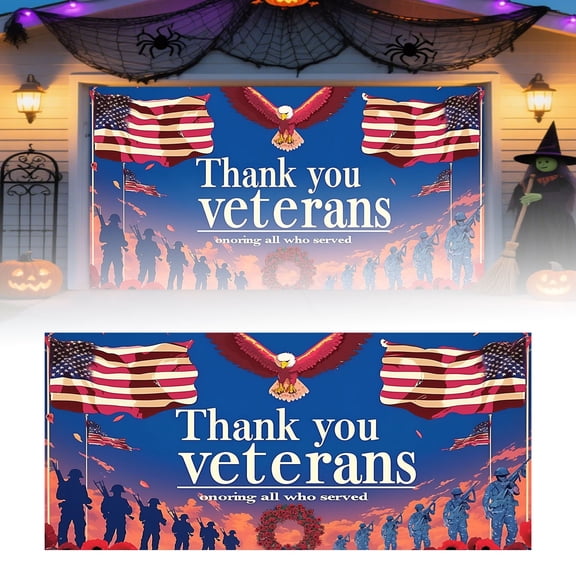 Halloween Garage Banner Decorations Outdoor Indoor Hanging Party Supplies Scary Pumpkin Bat Theme Decorative Sign Sequin Banners Craft Kits Printing Flag Cool Flags for Room Easter Banner for