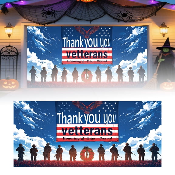 Halloween Garage Banner Decorations for Outdoor and Indoor Use, Party Supplies with Scary Pumpkin and Bat Theme, Decorative Hanging Sign