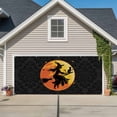 thumbnail image 1 of Halloween Garage Door Cover Banner 6 x 13 FT, Broom Riding Black Witch Cat Orange Fall Moon Garage Door Curtains Backdrop with Grommets for Indoor Outdoor Wall Party Porch Yard Decorations Background, 1 of 9