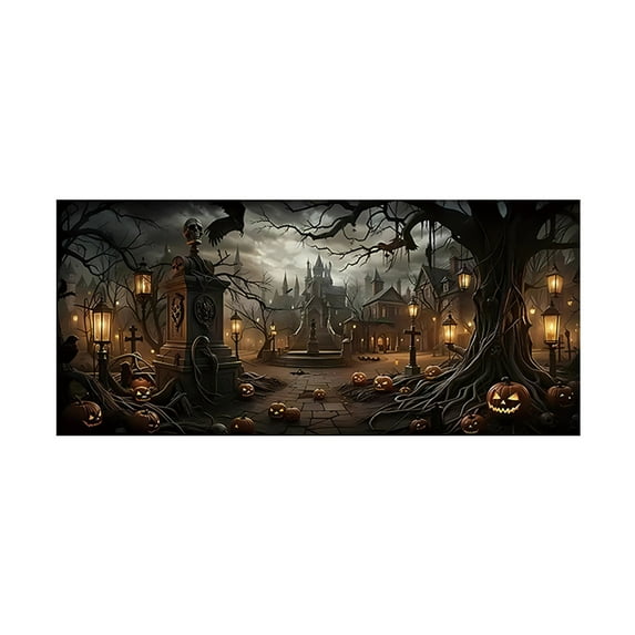 Halloween Garage Door Decoration Halloween Witch Door Cover Hanging Banner Large Pot Background Mural Suitable For Home Outdoor Indoor Parties Walls Windows Flags_ Banners & Accessories Easy To Use
