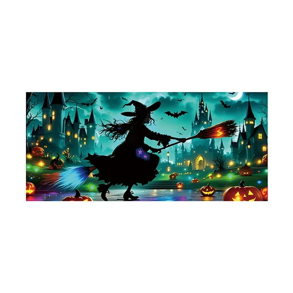 Halloween Garage Door Decoration Halloween Witch Door Cover Hanging Banner Large Pot Background Mural Suitable For Home Outdoor Indoor Parties Walls Windows Flags_ Banners & Accessories Home Decor