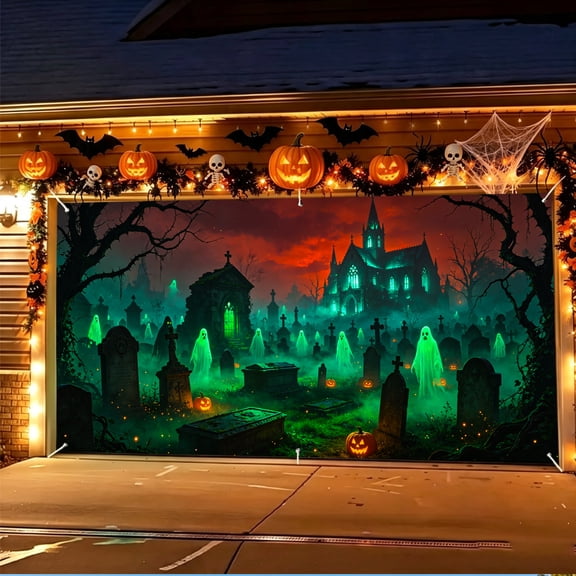 Halloween Garage Door Decorations Cover,Outdoor 6x13 ft | The Witch Scene Design, Hanging Cover for Halloween Party Backdrop, Mural for Home Yard Wall Window Decor