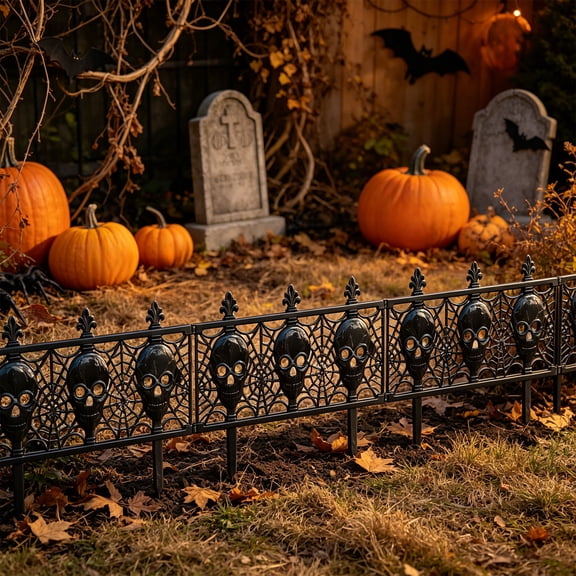 Halloween Garden Fence, 10 Panel Plastic Decorative Border, Rustproof Fencing for Yard and Lawn