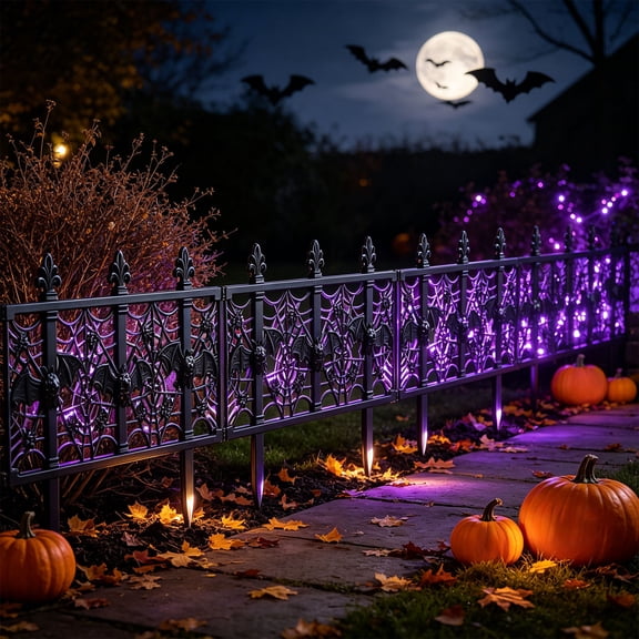 Halloween Garden Fence Set 10 Pack, Floral Bird Decorative Lawn Fencing, Spooky Yard Garden Border for Halloween Party Decoration