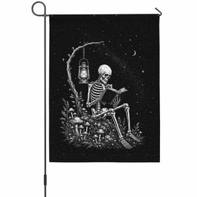 Halloween Garden Flag 12 x 18 Inches, Dark Academia Goth Study Tree Arch Mystical Night Moon Stars Weather Proof Outdoor Patio Flags Double Sided Small Garden Decoration for Yard Outside Home
